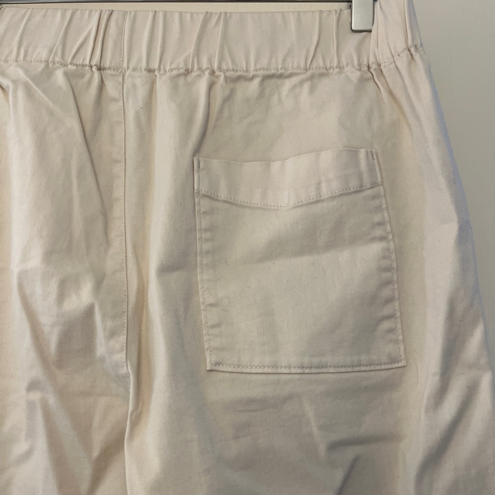 J Crew Astrid Wide Leg Cotton Cropped Chino Pant in Cream Sz Medium - Picture 6 of 8
